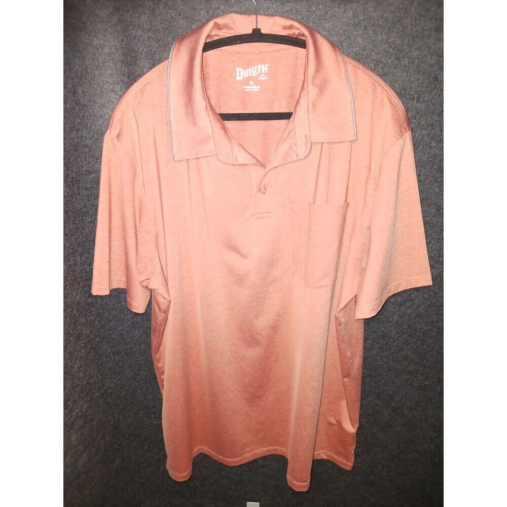 Duluth Trading Co Polo Shirt Men's Extra Large XL Orange Standard Fit Pocket